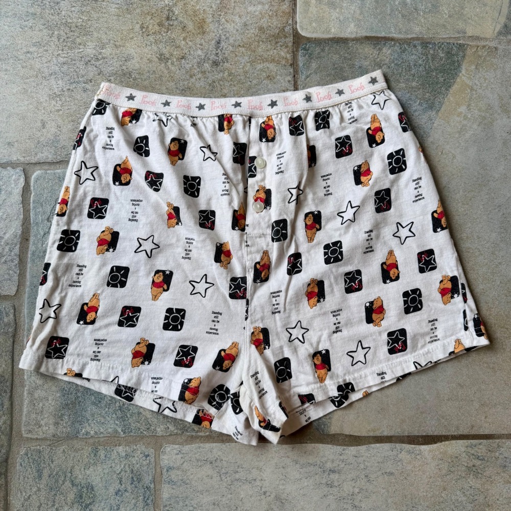 Y2K Winnie the Pooh Sleep Shorts Women's Medium Disney Loungewear Pajama Vintage